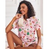Ekouaer Pajamas Set for Women Short Sleeve Lounge Set 2 Piece Soft Cute Pjs(Pink Christmas Print)