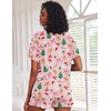 Ekouaer Pajamas Set for Women Short Sleeve Lounge Set 2 Piece Soft Cute Pjs(Pink Christmas Print)