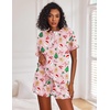 Ekouaer Pajamas Set for Women Short Sleeve Lounge Set 2 Piece Soft Cute Pjs(Pink Christmas Print)
