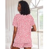 Ekouaer Pajamas Set for Women Short Sleeve Lounge Set 2 Piece Soft Cute Pjs(Pink Heart Leopard)