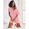 Ekouaer Pajamas Set for Women Short Sleeve Lounge Set 2 Piece Soft Cute Pjs(Pink Heart Leopard)