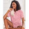 Ekouaer Pajamas Set for Women Short Sleeve Lounge Set 2 Piece Soft Cute Pjs(Pink Heart Leopard)