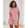 Ekouaer Pajamas Set for Women Short Sleeve Lounge Set 2 Piece Soft Cute Pjs(Pink Leopard)