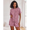 Ekouaer Pajamas Set for Women Short Sleeve Lounge Set 2 Piece Soft Cute Pjs(Pink White Leopard)