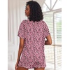 Ekouaer Pajamas Set for Women Short Sleeve Lounge Set 2 Piece Soft Cute Pjs(Pink White Leopard)