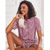 Ekouaer Pajamas Set for Women Short Sleeve Lounge Set 2 Piece Soft Cute Pjs(Pink White Leopard)