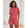 Ekouaer Pajamas Set for Women Short Sleeve Lounge Set 2 Piece Soft Cute Pjs(Red Bow)