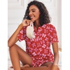 Ekouaer Pajamas Set for Women Short Sleeve Lounge Set 2 Piece Soft Cute Pjs(Red Bow)