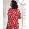 Ekouaer Pajamas Set for Women Short Sleeve Lounge Set 2 Piece Soft Cute Pjs(Red Bow)