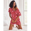Ekouaer Pajamas Set for Women Short Sleeve Lounge Set 2 Piece Soft Cute Pjs(Red Bow)