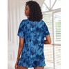 Ekouaer Pajamas Set for Women Short Sleeve Lounge Set 2 Piece Soft Cute Pjs(Tie Dye Blue Butterfly)
