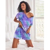 Ekouaer Pajamas Set for Women Short Sleeve Lounge Set 2 Piece Soft Cute Pjs(Tie Dye Blue and Purple)