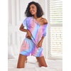Ekouaer Pajamas Set for Women Short Sleeve Lounge Set 2 Piece Soft Cute Pjs(Tie Dye Purple Blue)
