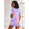 Ekouaer Pajamas Set for Women Short Sleeve Lounge Set 2 Piece Soft Cute Pjs(Tie Dye Purple Blue)
