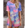 Ekouaer Pajamas Set for Women Short Sleeve Lounge Set 2 Piece Soft Cute Pjs(Tie Dye Rainbow)