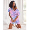 Ekouaer Pajamas Set for Women Short Sleeve Lounge Set 2 Piece Soft Cute Pjs(Tie Dye Rose Red Blue)