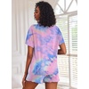 Ekouaer Pajamas Set for Women Short Sleeve Lounge Set 2 Piece Soft Cute Pjs(Tie Dye Rose Red Blue)