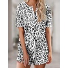 Ekouaer Pajamas Set for Women Short Sleeve Lounge Set 2 Piece Soft Cute Pjs(White Black Leopard)