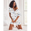 Ekouaer Pajamas Set for Women Short Sleeve Lounge Set 2 Piece Soft Cute Pjs(White Flower)