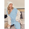 Ekouaer Pajamas for Women 2 Piece Lounge Set Fuzzy Fleece Long Sleeve Pjs(Baby Blue)