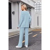 Ekouaer Pajamas for Women 2 Piece Lounge Set Fuzzy Fleece Long Sleeve Pjs(Baby Blue)
