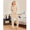 Ekouaer Pajamas for Women 2 Piece Lounge Set Fuzzy Fleece Long Sleeve Pjs(Beige)