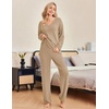 Ekouaer Pajamas for Women 2 Piece Lounge Set Fuzzy Fleece Long Sleeve Pjs(Khaki)