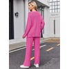 Ekouaer Pajamas for Women 2 Piece Lounge Set Fuzzy Fleece Long Sleeve Pjs(Rose)
