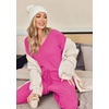 Ekouaer Pajamas for Women 2 Piece Lounge Set Fuzzy Fleece Long Sleeve Pjs(Rose)