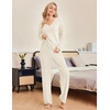 Ekouaer Pajamas for Women 2 Piece Lounge Set Fuzzy Fleece Long Sleeve Pjs(White)