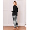 Ekouaer Pajamas for Women Set 2 Piece Long Sleeve Pjs Casual Lounge Sets(Black Plaid)