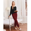 Ekouaer Pajamas for Women Set 2 Piece Long Sleeve Pjs Casual Lounge Sets(Black Red Plaid)