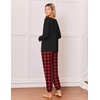 Ekouaer Pajamas for Women Set 2 Piece Long Sleeve Pjs Casual Lounge Sets(Black Red Plaid)