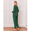 Ekouaer Pajamas for Women Set 2 Piece Long Sleeve Pjs Casual Lounge Sets(Dark Green)