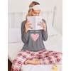 Ekouaer Pajamas for Women Set 2 Piece Long Sleeve Pjs Casual Lounge Sets(D-heart Gray)