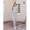Ekouaer Pajamas for Women Set 2 Piece Long Sleeve Pjs Casual Lounge Sets(Grey Striped)