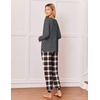 Ekouaer Pajamas for Women Set 2 Piece Long Sleeve Pjs Casual Lounge Sets(Grey White Plaid)