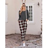 Ekouaer Pajamas for Women Set 2 Piece Long Sleeve Pjs Casual Lounge Sets(Grey White Plaid)
