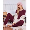 Ekouaer Pajamas for Women Set 2 Piece Long Sleeve Pjs Casual Lounge Sets(Jujube Red)