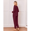 Ekouaer Pajamas for Women Set 2 Piece Long Sleeve Pjs Casual Lounge Sets(Jujube Red)