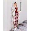 Ekouaer Pajamas for Women Set 2 Piece Long Sleeve Pjs Casual Lounge Sets(Wine Plaid)