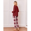 Ekouaer Pajamas for Women Set 2 Piece Long Sleeve Pjs Casual Lounge Sets(Wine Plaid)