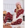 Ekouaer Pajamas for Women Set 2 Piece Long Sleeve Pjs Casual Lounge Sets(Wine Red Heart)