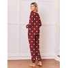 Ekouaer Pajamas for Women Set 2 Piece Long Sleeve Pjs Casual Lounge Sets(Wine Red Heart)