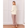 Ekouaer Pajamas for Women Set 2 Piece Long Sleeve Pjs Casual Lounge Sets(Wine White Plaid)