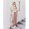 Ekouaer Pajamas for Women Set 2 Piece Long Sleeve Pjs Casual Lounge Sets(Wine White Plaid)