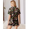 Ekouaer Silk Pajamas for Women Short Sleeve Button Down Satin Pj Shorts Set(Christmas Black Snowman)