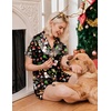 Ekouaer Silk Pajamas for Women Short Sleeve Button Down Satin Pj Shorts Set(Christmas Black Snowman)
