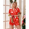 Ekouaer Silk Pajamas for Women Short Sleeve Button Down Satin Pj Shorts Set(Christmas Red Gingerbread Man)