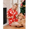 Ekouaer Silk Pajamas for Women Short Sleeve Button Down Satin Pj Shorts Set(Christmas Red Gingerbread Man)
